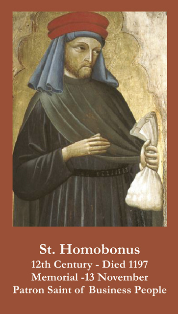 St. Homobonus Prayer Card(PATRON SAINT OF BUSINESS OWNERS-FOR THOSE HURTING DUE TO COVID-19))